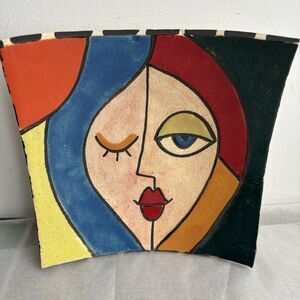 Art Escudellers Plate Face Pottery "8 Square Wall Hanging Decorative Ceramic